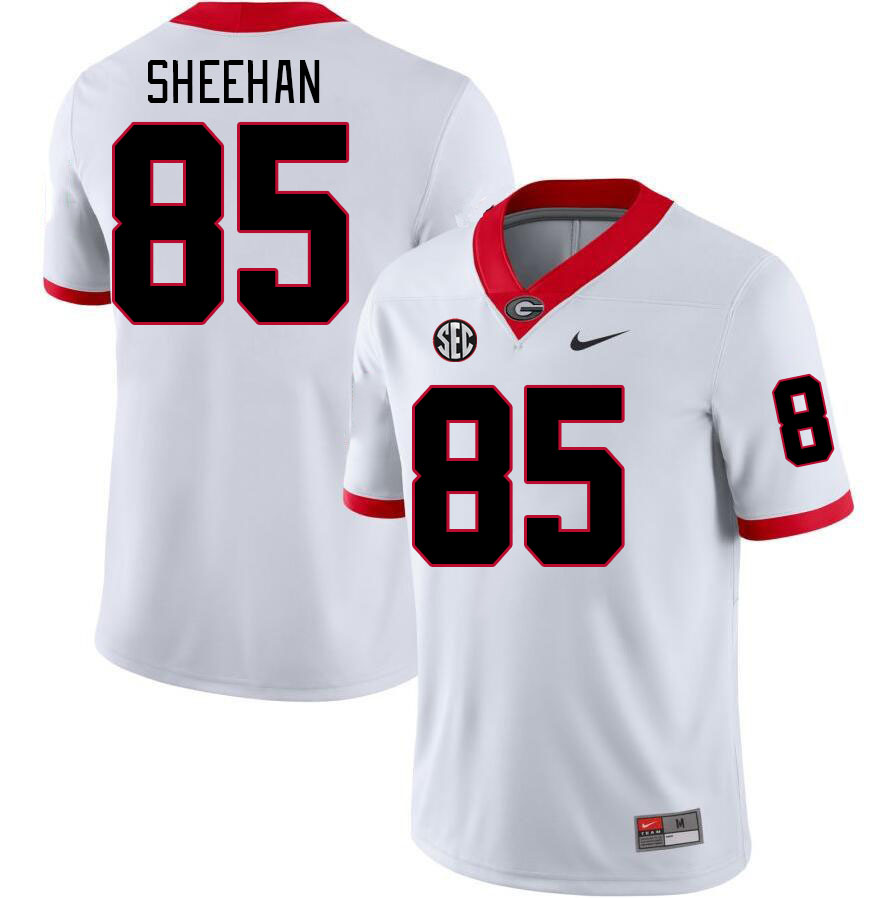 Men #85 Drew Sheehan Georgia Bulldogs College Football Jerseys Stitched-White - Click Image to Close
